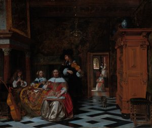 Porträt einer Familie beim Musizieren von Pieter de Hooch