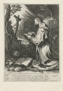 Der heilige Franziskus, kniend vor dem Kruzifix