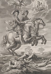 Teller 10: Der König von Ungarn und Ferdinand zu Pferd, aus Guillielmus Becanus