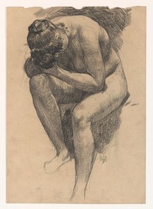 Aktstudie einer vorwärts gebeugten sitzenden Frau von Pieter de Josselin