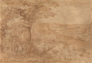 Landschaft mit Pilgern