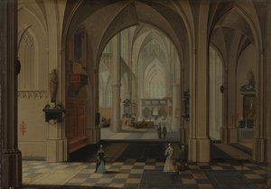 Innenraum einer imaginären gotischen Kirche von Pieter the Elder Neeffs