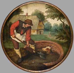 Es ist zu spät, den Brunnen zu füllen, nachdem das Kalb ertrunken ist, ca. 1594 von Pieter the Younger Brueghel