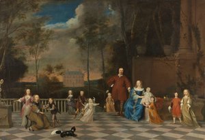 Der Amsterdamer Kaufmann Jeremias van Collen (1619-1707) mit seiner Frau und ihren zwölf Kindern
