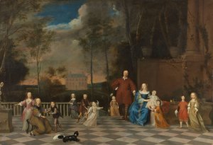 Der Amsterdamer Kaufmann Jeremias van Collen (1619-1707) mit seiner Frau und ihren zwölf Kindern
