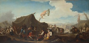 Lagerleben mit Marketenderzelt von Pieter van Bloemen