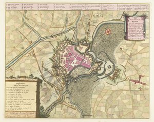 Karte der Belagerung von Menen, 1706 von Pieter van Call (II)
