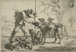 Jäger mit sieben Hunden