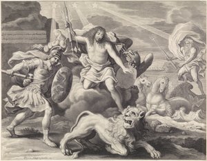 Werbeprint mit allegorischer Darstellung von Ludwig XIV. als Jupiter, 1659 von Pieter van Schuppen