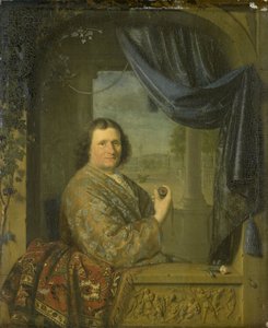 Porträt eines Mannes mit einer Uhr von Pieter van Slingelandt