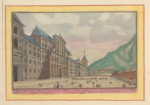 Ansicht des Vorplatzes und der Fassade des Escorial von Pieter van den Berge