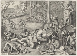 Hausierer von Affen beraubt von Pieter van der Heyden