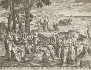 Wunderbarer Fischfang und wunderbare Speisung von Pieter van der Heyden