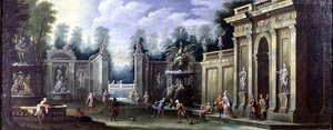 Architektonische Capriccio mit Figuren von Pietro Paltronieri
