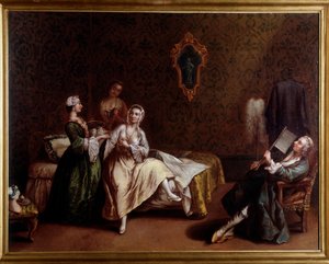 Das Erwachen der Dame (Gemälde, ca. 1740) von Pietro (after) Longhi