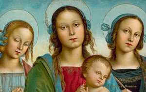 Jungfrau und Kind zwischen den Heiligen Rosa und Katharina von Pietro (after) Perugino