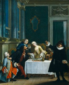 Der Snack mit den Masken (Detail) von Pietro (school of) Longhi