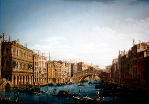 Der Große Kanal mit Blick nach Norden zur Rialto-Brücke von Pietro Bellotti