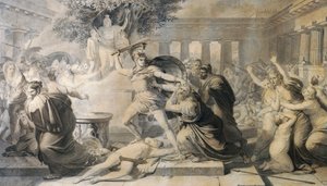 Tod des Priamos, von Pietro Benvenuti (1769-1844), Druck nach einem Gemälde von 1811 von Pietro Benvenuti