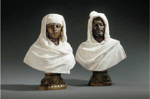 Büsten eines Scheichs und einer Scheicha, ca. 1865-70 von Pietro Calvi