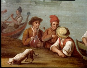 Bankettszene in Posillipo (Detail der Fischer)