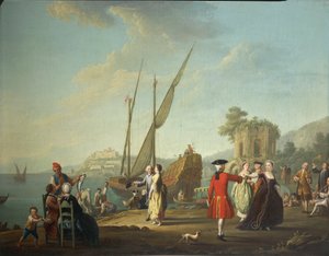 Menuett in Baia, heute ein Teil von Bacoli (Neapel), im Gebiet der Campi Flegrei, von Pietro Fabris