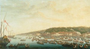 Prozession der königlichen Schiffe in Posillipo, Neapel von Pietro Fabris