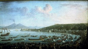 Die Bucht von Neapel am Tag der Abreise von Karl III.