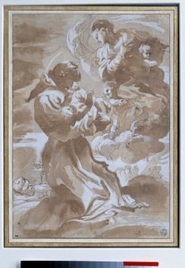 Die Jungfrau vertraut das Jesuskind dem Heiligen Franz von Assisi an von Pietro Faccini
