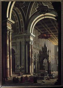 Innenansicht der Basilika St. Paul in Rom. Gemälde von Pier Francesco Garola (Garoli) (1638-1716) Turin, Galleria Sabauda von Pietro Francesco Garoli