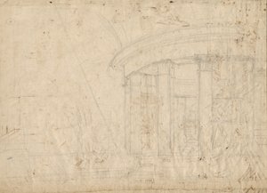 Architektonische Fantasie über einen Rundtempel mit einem Wandelgang (verso), ca. 1792