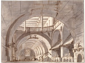 Bühnenbild für ein Theaterstück, 1800er Jahre von Pietro Gonzaga