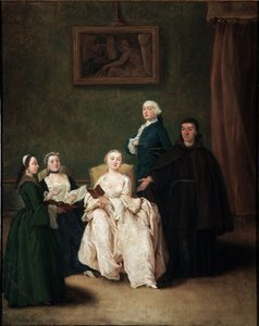 Besuch des Mönchs bei der Aristokratenfamilie. Gemälde von Pietro Longhi von Pietro Longhi