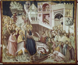 Einzug Christi in Jerusalem - Fresko von Pietro Lorenzetti (1280-1348) von Pietro Lorenzetti