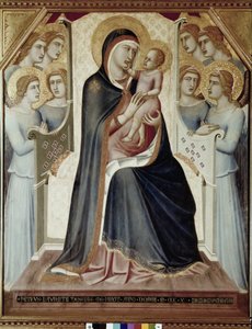 Madonna und das Kind auf dem Thron mit Engeln