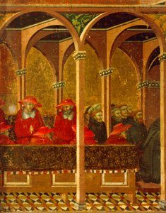 Die Genehmigung des neuen Karmeliterhabits durch Papst Honorius IV. von Pietro Lorenzetti