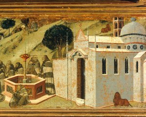 Die ersten Karmeliten-Einsiedler an der Quelle des Elija (Detail)