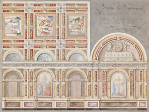 Studie des Freskos von Giacomo Cordella im Inneren der Chiesa della Pieta, Fermo von Pietro Lucchini