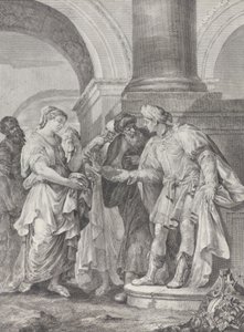 Daniel streitet mit den Ältesten, während Susanna links steht von Pietro Monaco