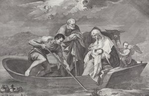 Die Flucht nach Ägypten, mit der Heiligen Familie in einem Boot, 1730-50