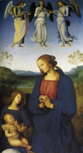 Die Jungfrau und das Kind mit einem Engel, ca. 1496-1500 von Pietro Perugino