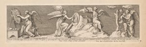Vier Engel, Clementis VII Pont. Max. insigne globus, siue pila, ex cristallo, Soli opposita p quam transeuntes radij cuncta (...) (Titel auf dem Objekt), Geschichte von Kaiser Konstantin (Serientitel) von Pietro Sante Bartoli