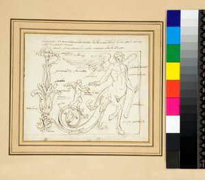 Ornamente, die die Siege der Amazonen trennen, einige aus kleinen Farben, andere aus Hell-Dunkel von Pietro Santi Bartoli