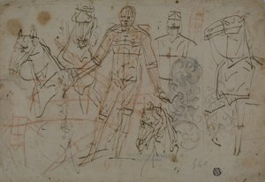 Skizzen von Männern, Pferden und dekorativem Design von Pietro Sorri