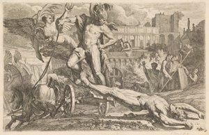 Achilles schleppt den Körper von Hector um die Mauern von Troja