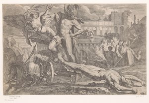 Achilles mit dem Leichnam von Hector hinter seinem Triumphwagen