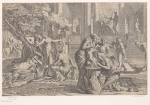 Achilles im Wasser des Styx getaucht