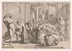 Alkibiades unterbricht Gespräch zwischen Sokrates und seinen Freunden von Pietro Testa