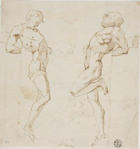 Studien für Diebe am Kreuz (recto), Skizze von Figuren (verso) von Pietro Testa