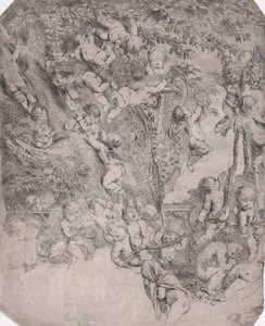 Der Garten der Venus, Probedruck der oberen linken Ecke, ca. 1631-37 von Pietro Testa